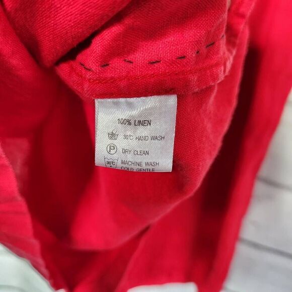 Vivid Womens Red Lagenlook Linen Short Sleeve Midi Dress Size Large - Picture 11 of 11